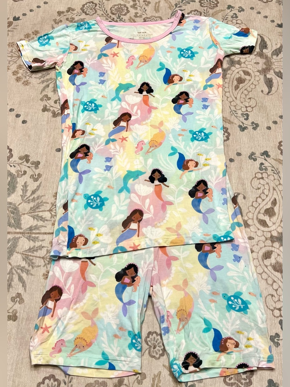 Little Sleepies Mystic Mermaid Short Sleeve Bamboo Pajama Set Girl’s Size 12/14